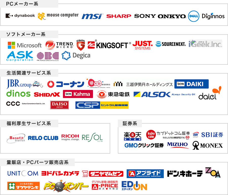 有名企業と業務提携のロゴ一覧